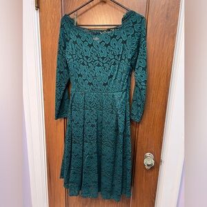 Retro dark green lace dress, size large